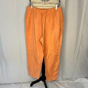A New Day Orange Linen Capri Pants Women Size L